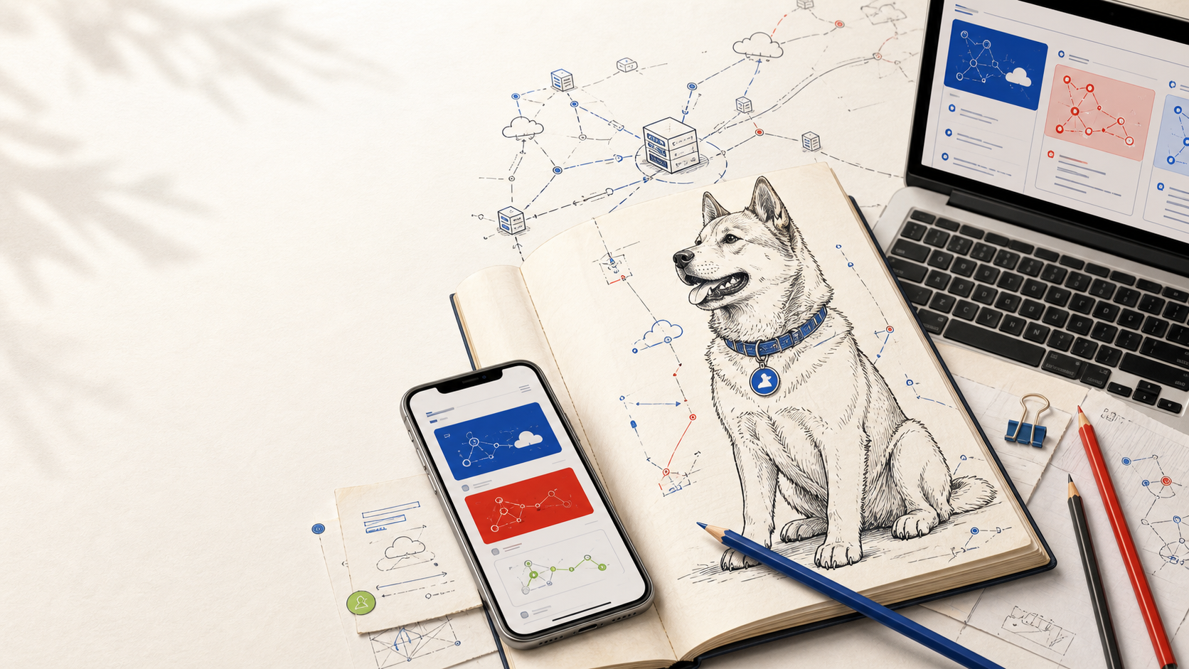 手绘插画工作台中的 SSRdog 客户端下载与节点线路主视觉
